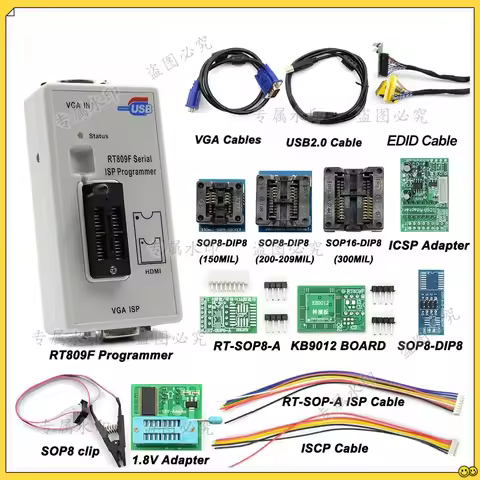EMMC RT809F Serial ISP Programmer VGA LCD with RT-SOP8-A Simple Adapter Universal Programmable Calcu