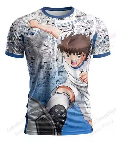 New Men Jersey Anime Captain Tsubasa High School Football 3D Print T-shirt Men Women Fashion O-Neck 