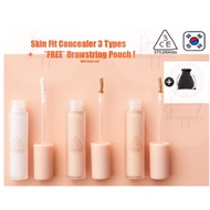 [3CE] Skin Fit Cover Liquid Concealer + ( Free Pouch ) 3 Shades– Highlighter / Lightweight Full Cove