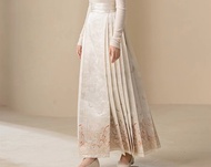 新中式  馬面裙秋冬一片式綁帶漢服織金提花半裙