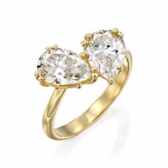 Bridal Jewelry Double Stone Engagement Heart Shape 925 Silver Pear Cut Moissanite Toi Et Moi Ring