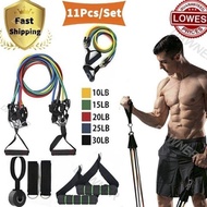 11pcs Set Resistance Band Body Home Gym Rope Equipment Pull Rope Natural Rubber Latex Fitness Bands 