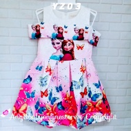 YZ03 Girl Jacquard Cotton Off Shoulder Pink Dress Frozen (4y, 5y)