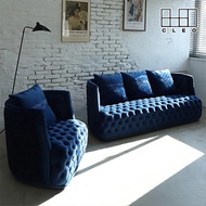 Cleo Lucas 3-seater + 1-seater sofa set velvet quilted fabric interior cafe sofa CL476