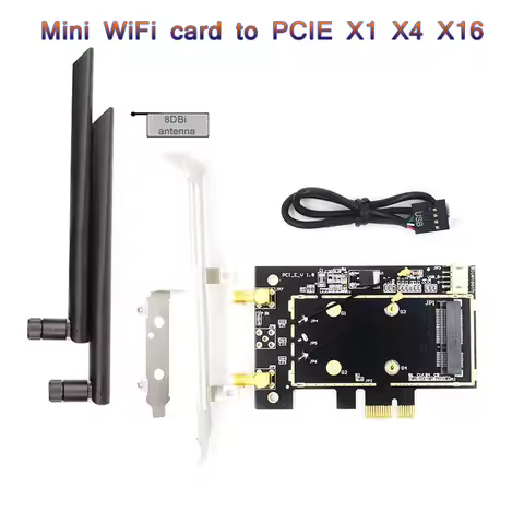 Wifi Adapter PCI-E 1X To Mini Pci Express Wifi Raiser wifi 6 Wireless card Support Bluetooth functio