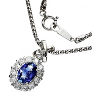 สร้อยคอ Sapphire 0.97ct Diamond 0.61ct Pt900 Platinum/K18WG White Gold 6.8g 40cm สำหรับสตรี 【สินค้าม