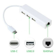 Type C LAN Ethernet Adaptor with 3 Port USB Hub 2.0 SYZD-LAN100+U2 Universal High Quality