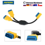 AUTOOL 35CM OBDII Cable 1 in 2 Sliptter Adapter Cable Car 16 pin OBD2 Male to Female Connector Cable