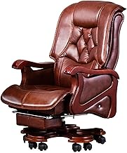 SMLZV Solid Wood Executive Office Chair,High Back Cowhide Swivel Boss Chairs with Massage Function,Spring Bag,Adjustable Liftable Ergonomic Recliner
