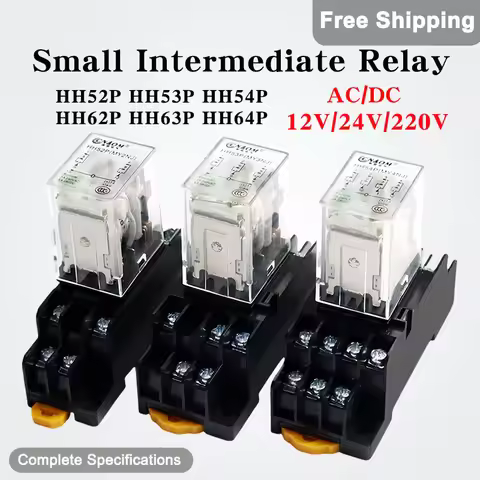 10PCS Small Intermediate Relay HH52P HH53P HH54P HH62P HH63P HH64P AC/DC 12V/24V/220V Coil Control P