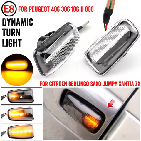 For Peugeot 306 106 406 806 Expert Partner LED Dynamic Turn Signal Side Marker Light For Citroen Ber