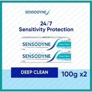 Sensodyne Deep Clean 2x100g Toothpaste , 24h Sensitivity Protection, Helps remove plaque, Lasting Fr