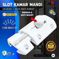 Grendel pvc plastik 2 inch / 5 cm selot pintu kamar mandi wc toilet rak pintu lemari Kuncian slot / Gerendel pvc kuat komplit langsung pasang termurah putih gembok kunci penahan pintu