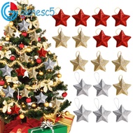 GLENES 6pcs Five-pointed Star Hanging Pendant, Decorative 3D Christmas Tree Star Decoration, Hanging