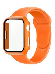 2件組合：男女適用的蘋果手錶錶帶+錶殼。手錶錶帶是運動風格、柔軟防汗、壓合扣、矽膠製。錶殼則是由電腦及鋼化玻璃製成的屏幕保護貼，防震、防刮，防水。適用於 Apple Watch 40/41/44/45/49MM。此套裝在使用上舒適方便，能為您的 Apple Watch 系列 Ultra/9/8/7/6/5/SE/4 提供時尚保護。