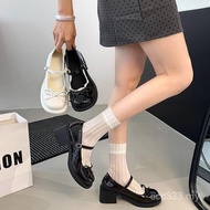 Popular Butterfly Design Sweet Cool Hot Girl y2k Thick High Heel Small Leather Shoes Women 2025 Spri