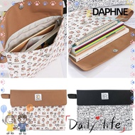 DAPHNE File Folder, Cartoon Print Zipper Document Bag, A4 Stationery Storage Bag Large Capacity File