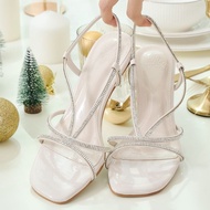 Megan buckle me ส้นสูงใส ติดอะไหล่เพชร สวยมากก