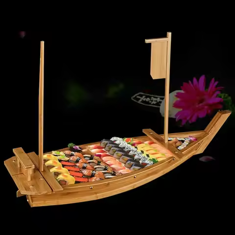 New Luxury Sashimi Boat Dry Ice Boat Sashimi Platter Sushi Tableware Japanese Cuisine Wooden Sushi B