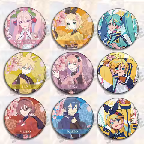 Anime Miku Hatsune Badge Pin Keychain KAITO Sakura Miku Kagamine Rin Len MEIKO Vocaloid Merchandise 