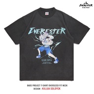 EVERESTER เสื้อไซส์ใหญ่ คอฟิต อก 56"- 60" ฟอก เฟดเทาดำ เสื้อยืด Killua ผู้ชาย เสื้อคนอ้วน Bfed