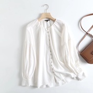 Massimo Dutti MD Áo khoác nữ xã hội mới thời trang Tây Ban Nha Áo thun tay dài linen mềm thời trang 