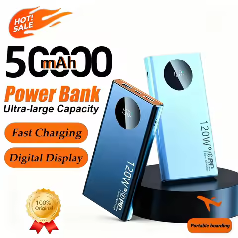 50000mAh Power Bank 120W PD Super Fast Charging Portable Power Bank Large Capacity External Battery 