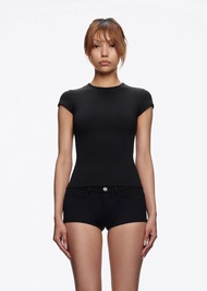 American Hot Girl Skin-friendly Nude Nude Slim And Slim Shoulder Short-sleeved T-shirt Sports Casual