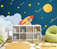 HD QUALITY, Wallpaper Wall Stickers, Children's Wall Wallpaper, Astronaut, Outer Space, Children's R