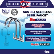 VIP SUS-304 Stainless Steel Double Wall Sink Tap Kitchen Sink Tap Basin Tap Wall Water Tap Pipe Fauc