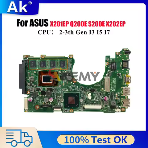 X202E Laptop Motherboard For ASUS VivoBook X202EV X201EP X202E X202EP Q200E S200E Mainboard With I3 