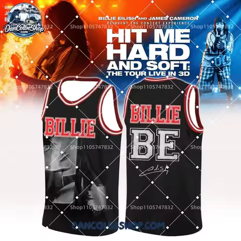2026 Unisex 3D Printed Basketball Jersey Vest Eilish Touring Printed Breathable Mesh Casual Street S