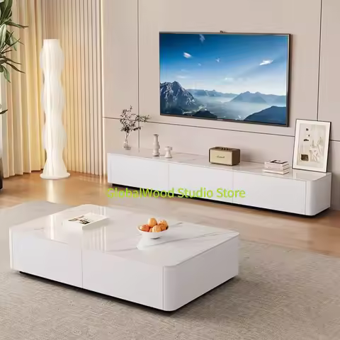 White Tv Cabinet Set Home Furniture for Living Room Tv Led Lights Night Stand Stands Table Mueble Un