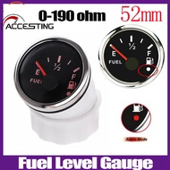 【1 or 2pcs】52mm 0-190ohm Auto Car Water Level Gauge / Fuel Level Gauges with Red Backlight Fuel Leve