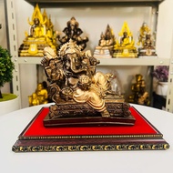 พระพิฆเนศปางเสวยสุข เนื้อแร่เหล็กน้ำพี้ ขนาดฐาน 6 นิ้ว สูง 5.5 นิ้ว แถมฟรีฐานรององค์พระ