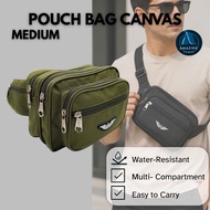 BS Pouch Bag Cotton Canvas Fabric Men Waist Bag Multi-Compartment Bag Tali Pinggang Lelaki 腰包