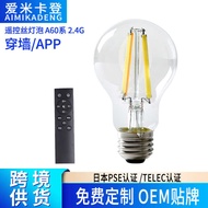 2.4G Remote Control Tungsten Filament Bulb A60 Retro Transparent Edison led Bulb A19 Energy Saving E