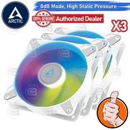 [CoolBlasterThai] ARCTIC PC Fan Case P12 PWM PST A-RGB 0dB White (size 120 mm.) X3 Value Pack ประกัน 6 ปี