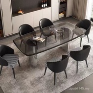 Premium Household Rectangular Tempered Glass Stainless Steel Designer Style Italian Minimalist Light