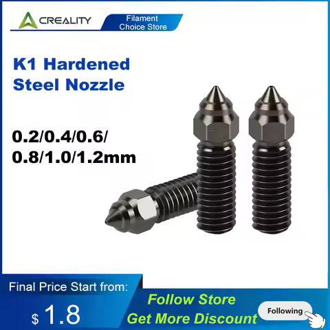 3D Printer Creality K1 Accessories Hardened Steel Nozzle Kit 0.2/0.4/0.6/0.8/1.0/1.2mm for K1 / K1 M