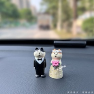 Car decorations cute bride and groom cat wedding gifts car accessories center console decoration