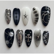 38 Nailbox super cool black and white y2k designs press on nails fake nails y2k nails