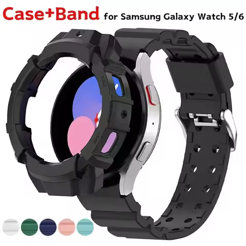 Armor Case+Band for Samsung Galaxy Watch 6 5 40mm 44mm Sports Hard Protector Cover Strap for Samsung