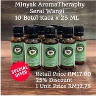 Minyak Aromatherapy Serai Wangai 10 botol kaca x 30ml Harga Borong (HQ Moncah Affiliate Wholesale Price Wanted)