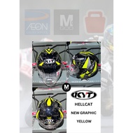 YWHL0030 KYT HELMET NEW GRAPHIC YELLOW KYT HELLCAT KYT HELMET OPEN FACE HELMET KYT ORIGINAL MADE IN 
