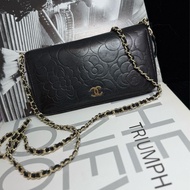 香奈兒 山茶花壓紋長夾 錢包 chanel WOC手袋側斜孭背長夾單肩包