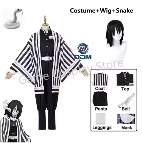 Anime Demon Slayer Kimetsu No Yaiba Iguro Obanai Haori Kimono Cosplay Costume Wig Snake Props For Ha