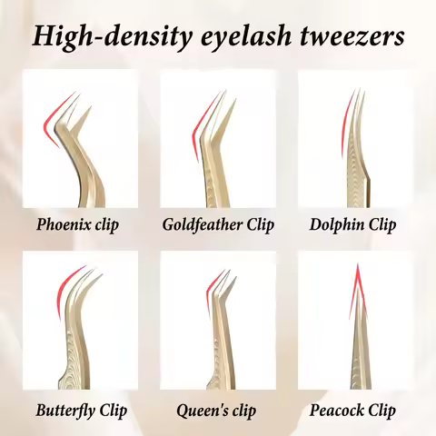 High-Quality Eyelashes Extensions Tweezers Stainless Steel Gold Grip Eyelash Nano Tip Tweezer for La