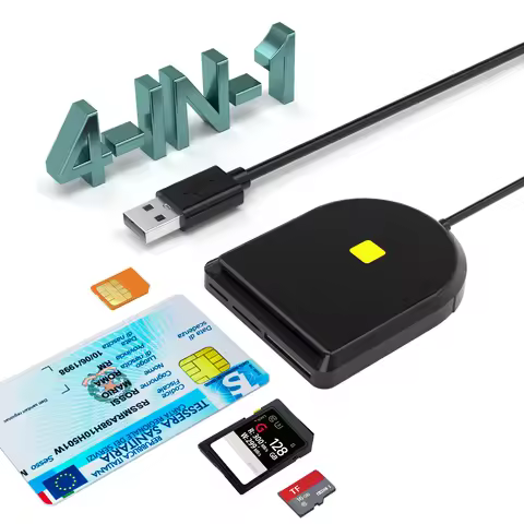 SIM Card Reader Driver-free, ID/TF/SD Mobile Phone 4-in-1, Applied to Digital Signature/CAC/ID/Bank/