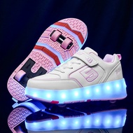 Xongt four-wheeled Heelys wheel shoes boy rechargeable LED shoes kids luminous shoes adult roller sk